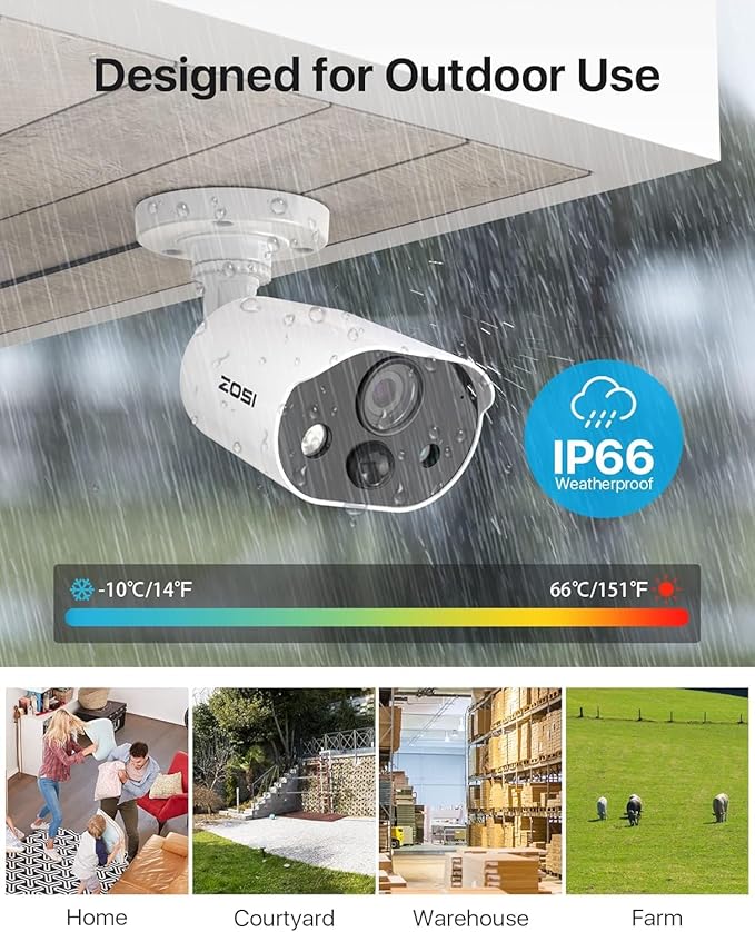 ZOSI 3K Lite Security Camera System with AI Human Vehicle Detection, 8Pcs 1920TVL 2MP Home CCTV Cameras Indoor Outdoor, Night Vision, One-Way Audio, H.265+ 8CH DVR with 1TB HDD for 24/7 Recording