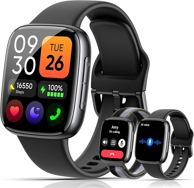 Latest Smart Watches for Women & Men - Performance Upgraded, 1.85-inch AMOLED HD Display (390x450), 12-Day Battery Life, 3ATM Waterproof (30m), Call , Health Monitoring, Fitness Tracking Smart Watch
