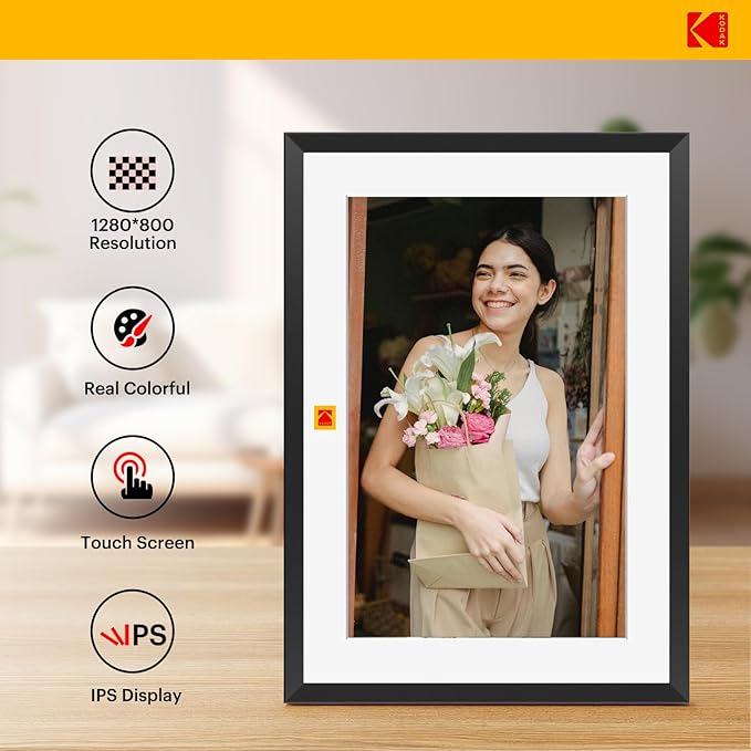 KODAK 10.1 Inch WiFi Digital Picture Frame,1280x800 HD IPS Touch Screen, Electronic Smart Photo Frame with 32 GB Memory, Auto-Rotate, Instantly Share Photos/Videos Anywhere