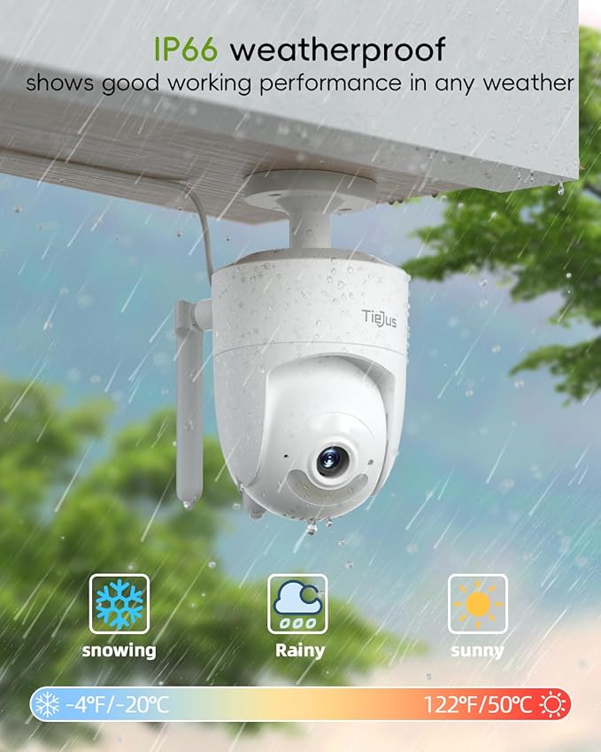5G/2.4G Security Camera Outdoor, 24/7 Recording Wired Cameras for Home Security, Plug-in Power, 360° PTZ, Auto Tracking, Color Night Vision, IP66 Waterproof, SD/Cloud Storage, White-2 Packs