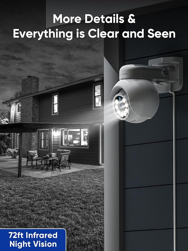 SANNCE 4K 8MP PoE IP Dome Camera with Microphone/Audio, PT Security Camera Outdoor Night Vision 100ft Waterproof IP66 Indoor Wide Angle 2.8mm 24/7 Recording