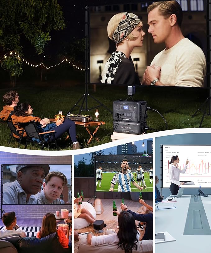Projector Screen with Stand - 150 Inch Portable Projector Screens Outdoor Indoor Projector Screen 16:9 4K HD Outdoor Movie Screen with Carry Bag,Enioy Home Theater Projection Screen