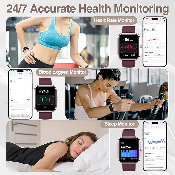 Smart Watch for Women Men with Bluetooth Call, Alexa Built-in Smartwatch, 1.83"DIY Dial Fitness Watch with Sleep Heart Rate Monitor, 110+ Sport Modes, IP68 Waterproof Watch Compatible with Android iOS