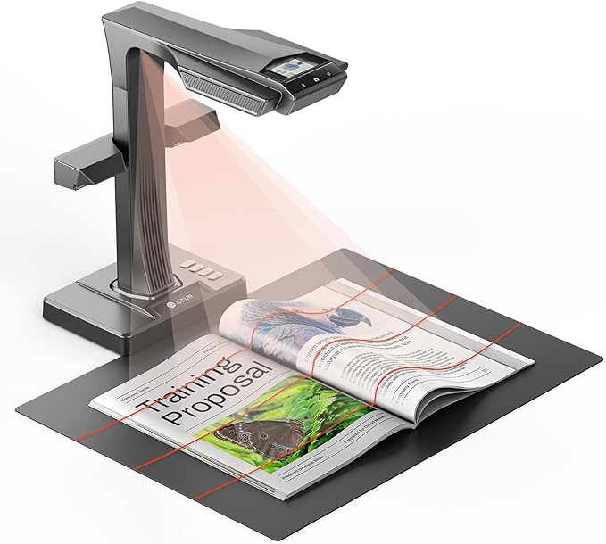CZUR ET MAX Overhead Book Scanner, 38MP High-Resolution Document Scanner with Curve-Flattening, Auto Page Detection, OCR, HDMI Output, Compatible with Windows/Mac/Linux