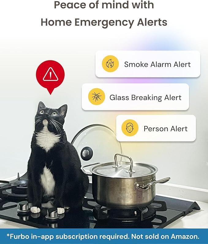 Furbo 360° Cat Camera [Subscription Required] Unlock w/Paid Plan: Home Security & Pet Safety Alerts, Rotating Treat Toss w/ 2-Way Speaker, Smart Cam w/Phone App (Low Risk, 3mo Min. Cancel Anytime)