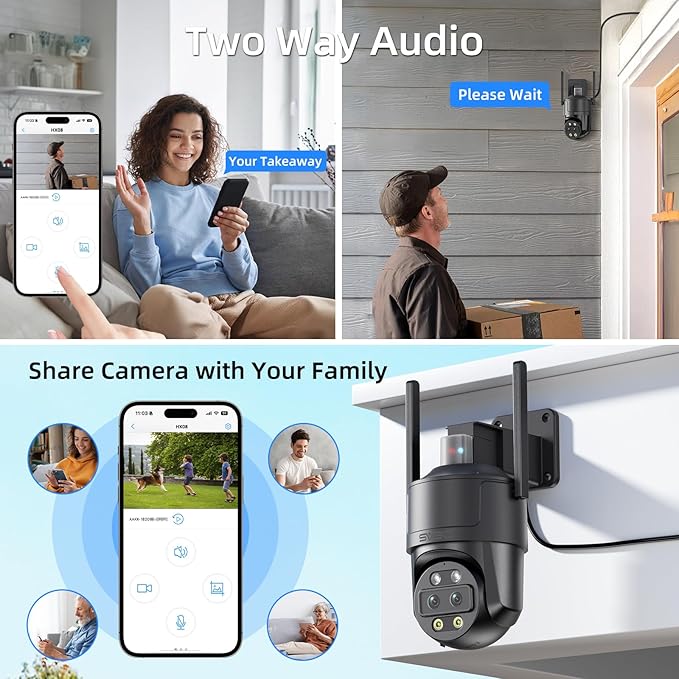 SV3C 4K Dual-Lens PTZ WiFi Outdoor Security Camera, Dual-Band Auto-Tracking ONVIF IP Dome, Color Night Vision, Human & Vehicle Detection, Waterproof, 24/7 Recording, Blueiris & Camhipro Compatible