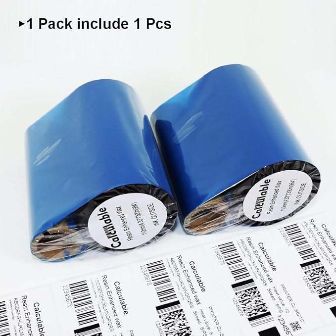 Resin Enhanced Wax 4.33" x984' (110mm X 300m) 1" Core 1" Vice Core Ultra Durable Thermal Transfer Wax Ribbon for Zebra Desktop Printer S4M Z4M 105SE 105S 105SL 105SLPlus 160S S500 S600.etc