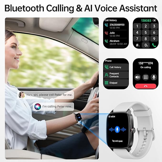 Smart Watches for Women Men with Bluetooth Call & AI Voice, 1.85" HD Fitness Tracker with Heart Rate SpO2 Sleep Monitor, 100+ Sports Modes,Mini Games, IP68 Waterproof Smartwatch for Android iOS Phones