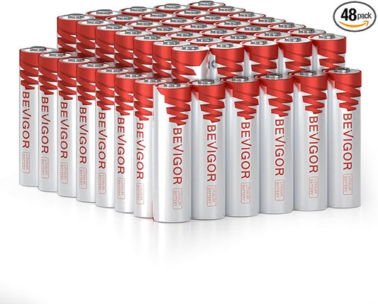 BEVIGOR Lithium Batteries AA Size, AA Battery 48 Pack, 3000mAh Double A Battery, 1.5V Longer Lasting Lithium Iron AA Batteries for Flashlight, Toys, Remote Control【Non-Rechargeable】