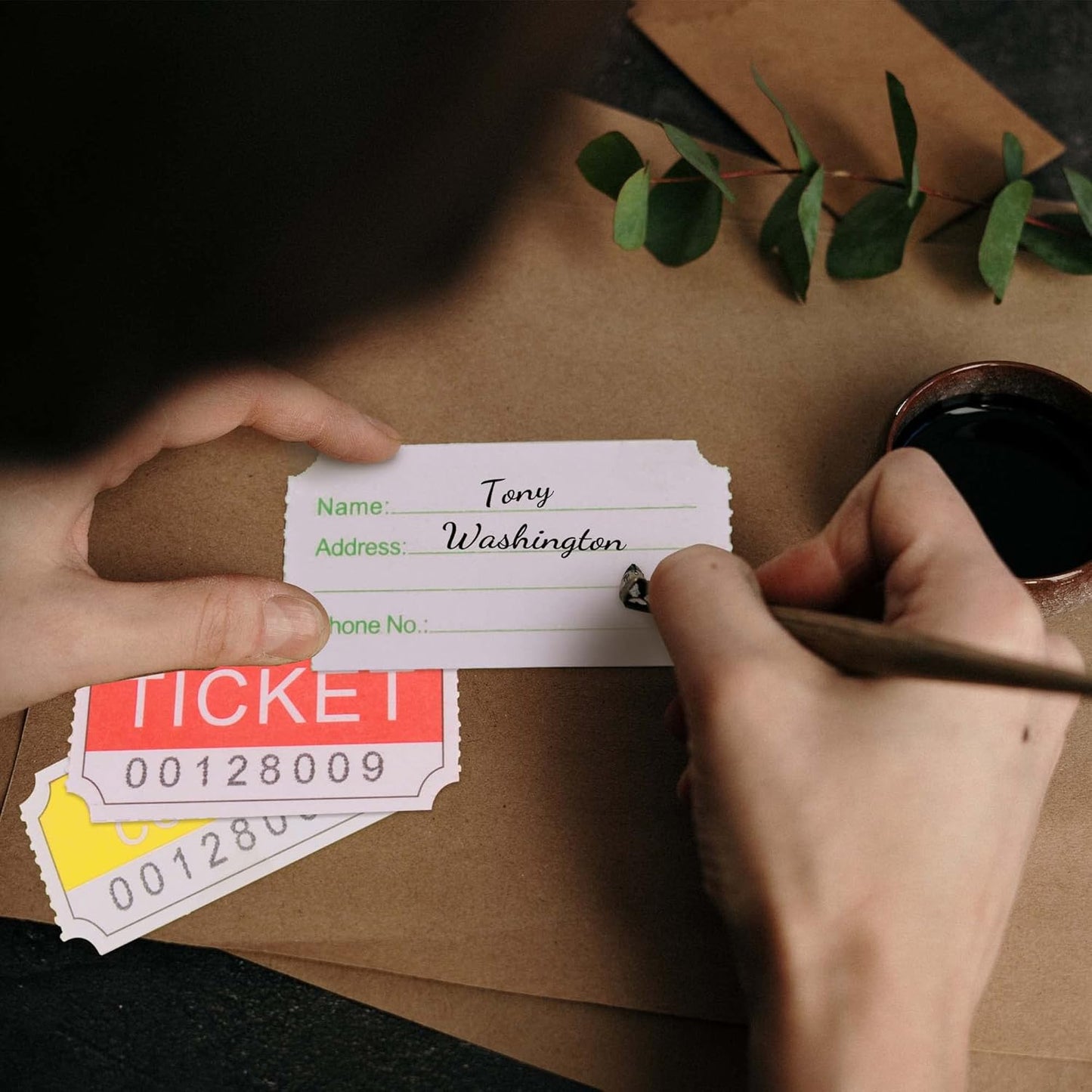 ESSENTIAL 1000 Green Double RaffleTickets Roll, Raffle Tickets Printable for Leisure, Movie Watching, Entertainment