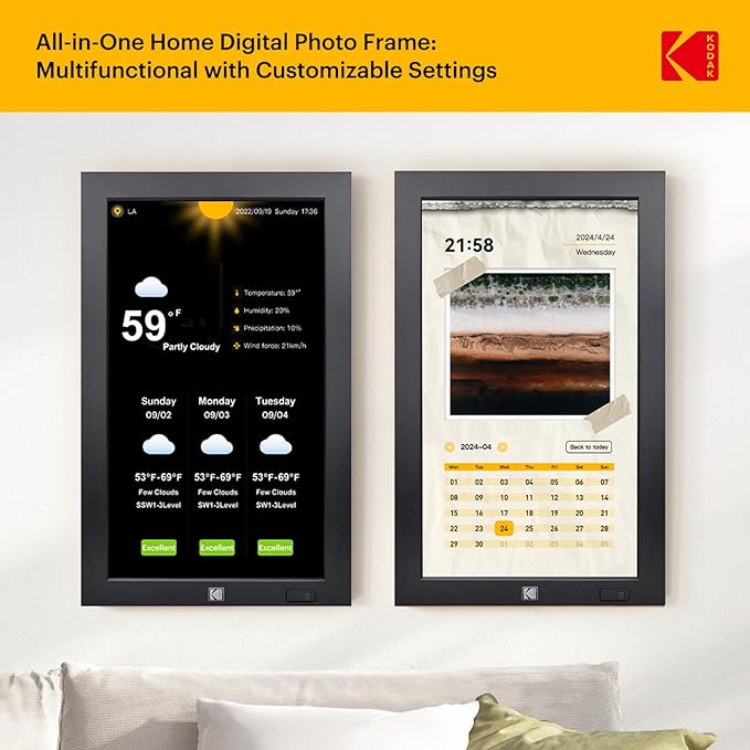 KODAK 17.3" X-Large WiFi Digital Picture Frame - 1920x1080 FHD IPS Display with 32GB Storage, Auto-Rotate, Remote Control, Wall Mountable, Compatible with Alexa, for Family