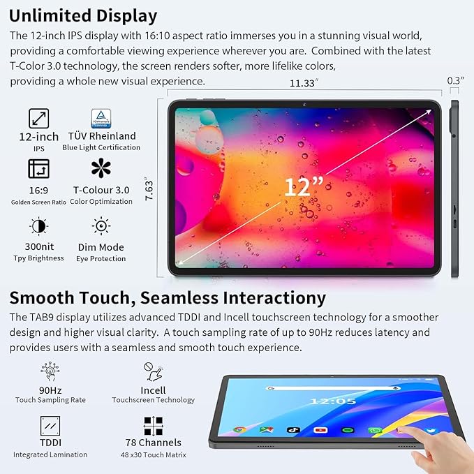 12 Inch Tablet Android 15 Tablets, 2026 Upgraded Android Tablet with Keyboard, 24GB RAM+256GB ROM(1TB Expand), Octa-Core, 2K 2000x1200 Display, 16MP Dual Camera, 8000mAh, 2.4G/5G WiFi, GPS (Pink