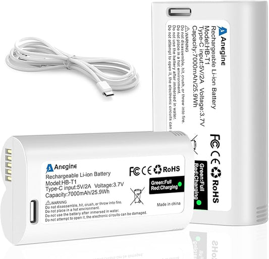 WBAT1 Battery Cam Pro Upgraded 7000mAh Removable Battery Pack Replacement for Wyze Cam Pro 2K Camera with Type-C Direct Charging Port (2-Pack)