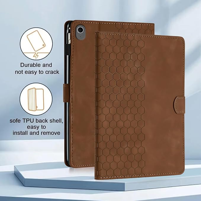 Case for Samsung Galaxy Tab S10 Lite/S10 Fe/S9 Fe 10.9" /S9 11" Tab Cases Multi-Angle Viewing Smart Stand with Pocket Auto Wake/Sleep PU Leather Tablet Flip Folio Cover Brown