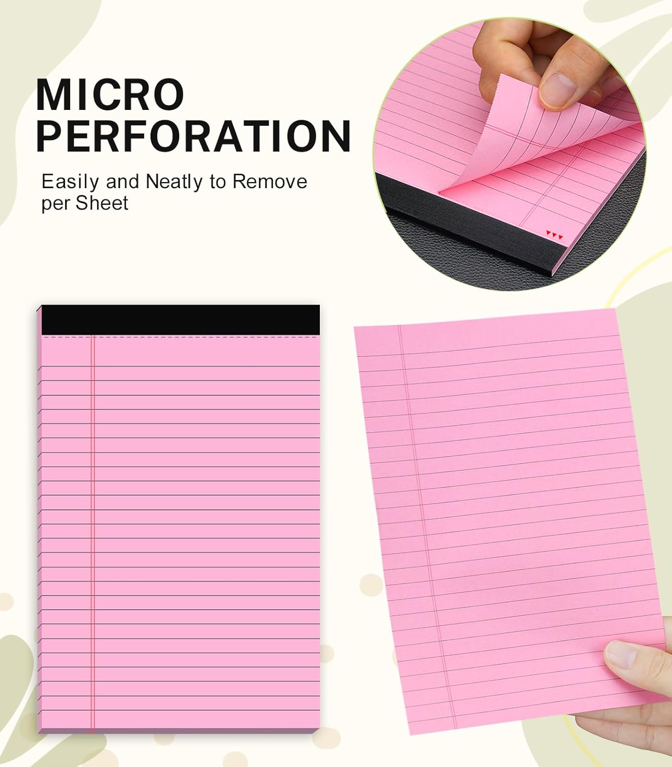 Small Legal Pads 5x8 Colored, Note Pads 5x8, 24 Pack Perforated Pink Legal Pad College Ruled, 30 Sheet/Pad, Lined Paper Pads 5x8 Notebook Pad, Mini Purple Legal Pads 5x8 for Study, Office, Home