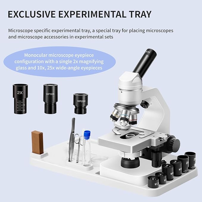 Microscope 40x-2000 Times Magnification, Upper and Lower LED Lights, Double-Layer Stage, Primary and Secondary School Students, Children's Composite Microscope (WiFi Electronic Eyepiece)