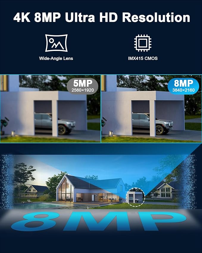 4K PTZ Security Camera Outdoor with 30X Optical Zoom, 1000FT Night Vision, 8MP 360° WiFi Wireless RTSP IP Camera, Auto Tracking, Person/Vehicle Detection, 2.4/5GHz Wi-Fi, 2-Way Audio