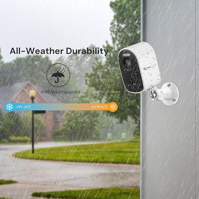yeewise WiFi6 Solar Security Cameras Wireless Outdoor, 2K QHD Home Security System, 2-Cam Kit, 2.4&5GHz WiFi, Color Night Vision, Local Storage, IP66 Weatherproof, Works with Alexa, No Monthly Fees