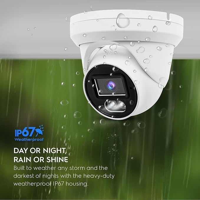 4K 8MP PoE IP Turret Camera Outdoor 24/7 Full Color Night Version 2.8mm 105° Wide Angle, H.265, IP67, Compatible with Uniview NVR, NDAA Compliant IP Security Camera