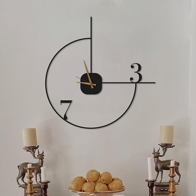 Minimalist Wall Clock 14-Inch – Black Metal, Silent Non-Ticking Quartz, Sleek Contemporary Design for Kitchen, Bedroom, Office