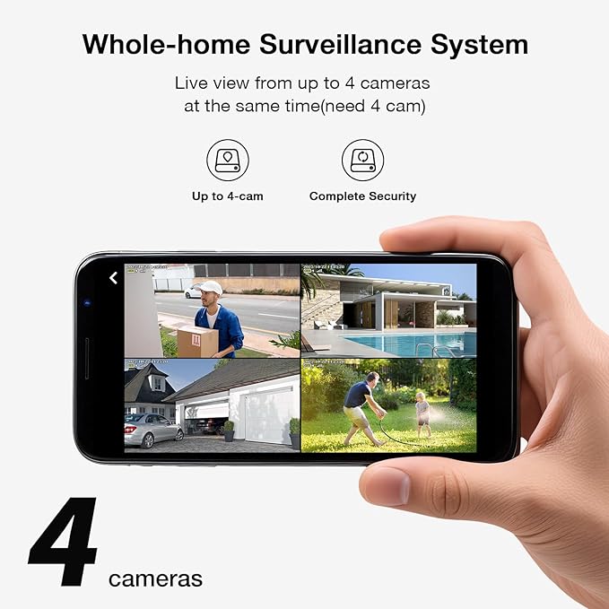 Aume 4MP Security Cameras Outdoor Wireless, No Subscription, 2-Cam Kit, Solar-Powered, Home Security Camera System with 360° Pan & Tilt, Color Night Vision, Easy Setup, 5GHz & 2.4GHz Router Compatible