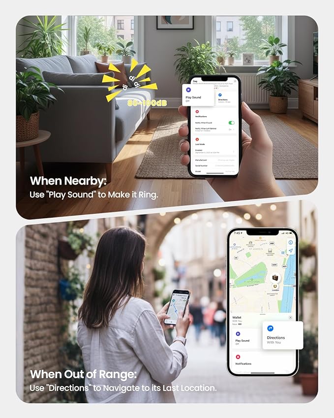 Slim Air Tracker Tags Compatible with Apple Find My (iOS Only) [Apple MFi Certified] Smart Tag with Replaceable Battery Bluetooth Tag Item Finder for Keys, Wallet, Luggage, Bags (Rich Black)