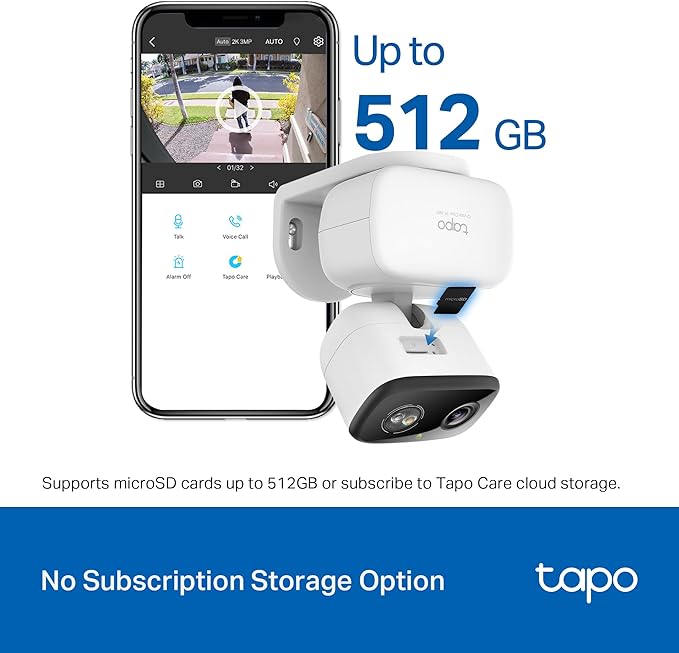 Tapo 2K 3MP Pan/Tilt Indoor/Outdoor Security Camera - Free Person/Baby Cry Detect & Motion Track, 360° View, Color Night Vision, SD/Cloud Storage, Works w/Alexa & Google Home HybridCam 360