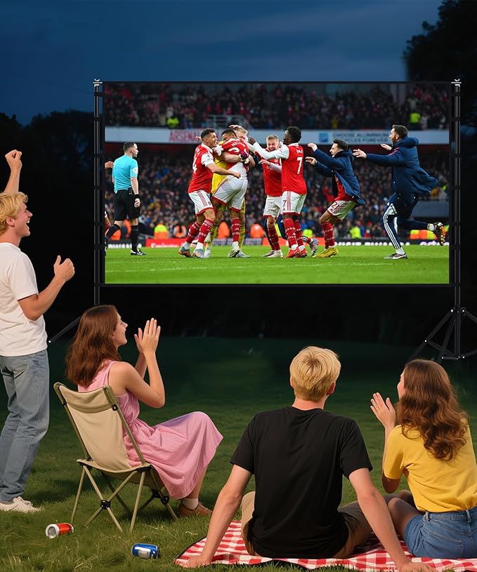 Projector Screen with Stand - 150 Inch Portable Projector Screens Outdoor Indoor Projector Screen 16:9 4K HD Outdoor Movie Screen with Carry Bag,Enioy Home Theater Projection Screen