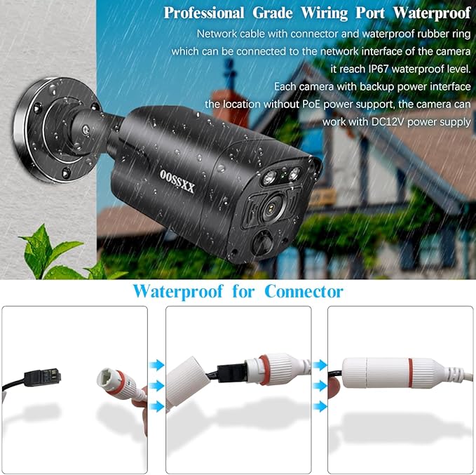(4K/8.0 Megapixel & 130° Ultra Wide-Angle) 2-Way Audio PoE Outdoor Home Security Camera System Wired Outdoor Video Surveillance IP Cameras System
