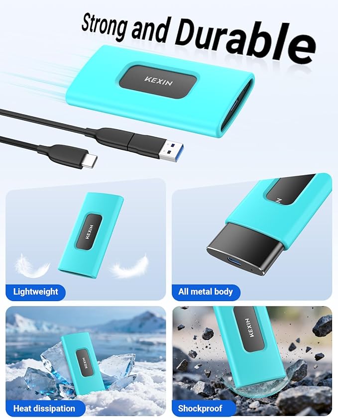 KEXIN External SSD 1TB External Hard Drive USB C Portable SSD, Up to 1050MB/s, USB 3.1 External Solid State Drive 1T for PC Mac Android Game Console, Laptop, Xbox, PS4 and More