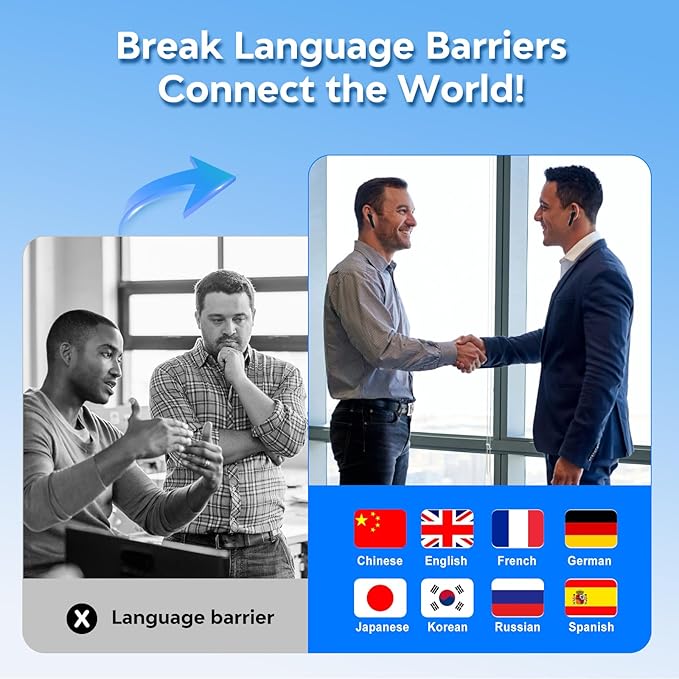 Translation Earbuds,Real Time Noise Cancelling Wireless Earbuds,144 Translation Languages Bluetooth Headphones,Fast Reaction Translation Device (Black)
