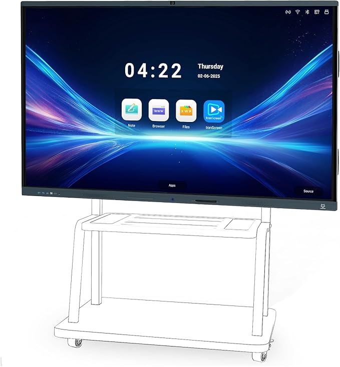86'' Smart Board, 4K Touch Screen Interactive Whiteboard Display, AI Camera with 8 Mics, Android 13.0 8+128G, All in One Smartboard for Classroom Office Home (Board+Wall Mount)