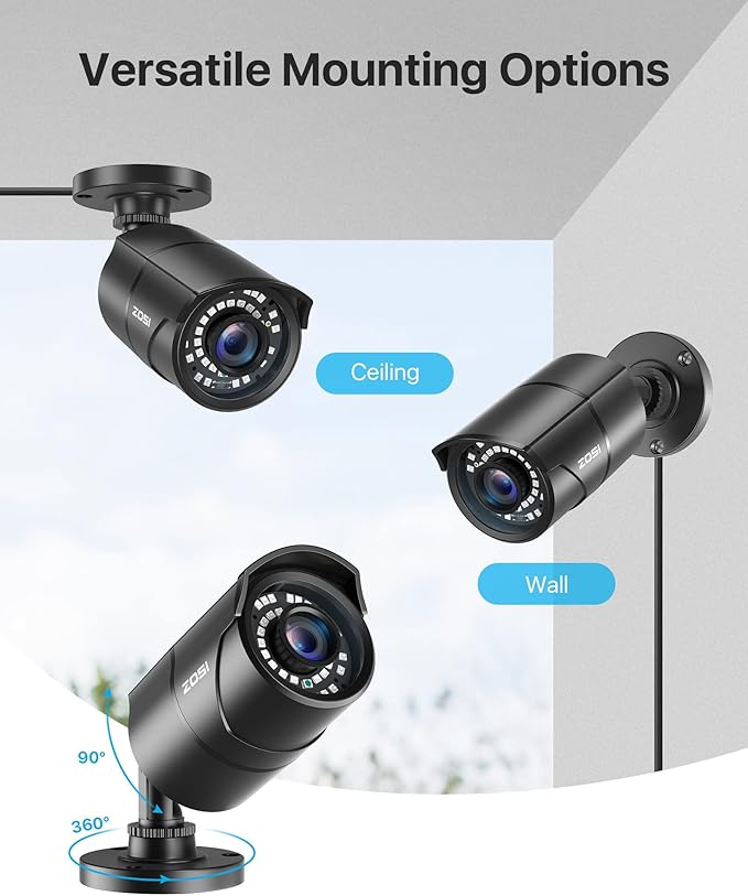 ZOSI 1080P HD 1920TVL Hybrid 4-in-1 TVI/CVI/AHD/960H CVBS CCTV Surveillance Weatherproof Bullet Security Camera Outdoor Indoor,120ft Night Vision,For HD-TVI,AHD,CVI and CVBS/960H analog DVR