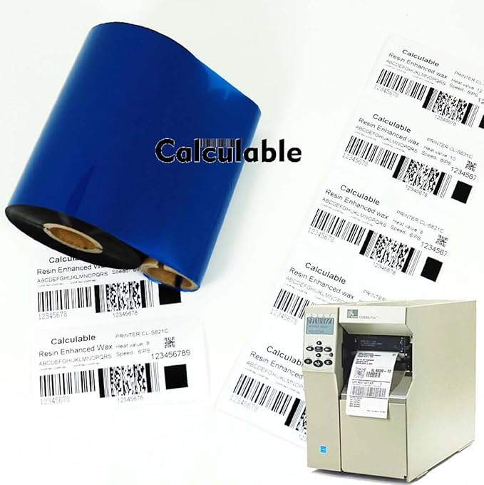 4 Rolls 4.33" x 984' Thermal Transfer Ribbon - Premium Resin-Enhanced Wax Printer Ribbon 1inch core Ink Out for Zebra ZT410,ZT420,ZM400,Sato,Datamax,Citizen,Tsc,Tec, Printer