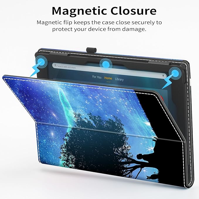 VORI Case for All-New Amazon Kindle Fire HD 10 Tablet (13th/11th Generation 2023/2021 Release) and Fire HD 10 Plus - Slim Folding Stand Folio Cover with Auto Wake/Sleep & Hand Strap, Dreamy Starry
