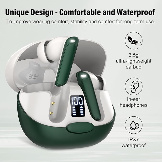 AI Language Translation Earbuds, 3-in-1 Translator Earbuds Real Time with 7 Translation Modes, with Audio and Video Call, 164 Language Bluetooth 5.3 Headphones Translating Device, Dark Green
