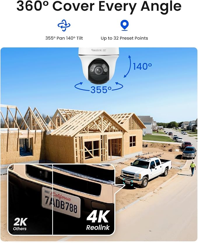 REOLINK 4K LTE Cellular Security Camera Wireless Outdoor, No WiFi, 3G/4G LTE, Solar Powered, SIM Card+32GB SD Card Included, Color Night Vision, Local/Cloud Storage, Go PT Ultra+SP, Updated Version