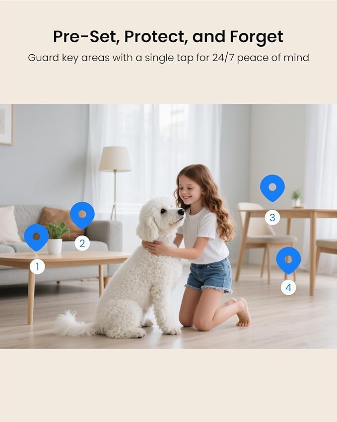 4K 8MP Indoor Security Camera, WiFi Camera with 64GB Memory Card, 360° Pan/Tilt IP Surveillance Camera, Auto Tracking, AI Human/Baby Cry/Pet Detection, Night Vision, 2-Way Audio