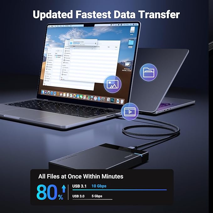 UGREEN 10 Gbps Micro B to USB C Hard Drive Cables, 10FT USB C to Micro B, External Hard Drive Cable Compatible with MacBook Pro/Air, iPad/Tablet, iPhone, Samsung Galaxy S24, WD Seagate etc
