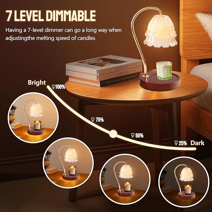GEEZO Fragrance Candle Warmer Lamp，Electric Candle Warmer with Timer & Dimmer，Mom Christmas Birthday Gifts for Women, House Warming Gifts New Home Bedroom Decor