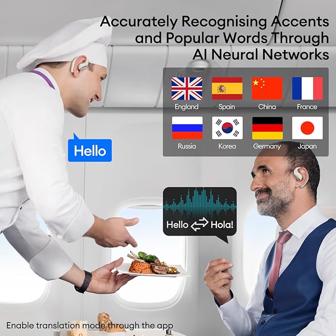 PAXA Ai Translator Earbuds 3-in-1 135 Language Translator Earbuds Bluetooth 5.4 Translation Headphones 4 Translation Modes Long Battery Life for Business Travelling,Black