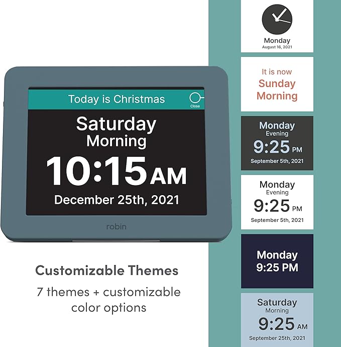 Robin Clock 2024 with Day and Date for Elderly, Clocks for Seniors, Dementia Clock, Digital Calendar Clock Elderly, Bedside Clocks Seniors, Alzheimers Products, Dementia Clocks Extra Large, Winter Day