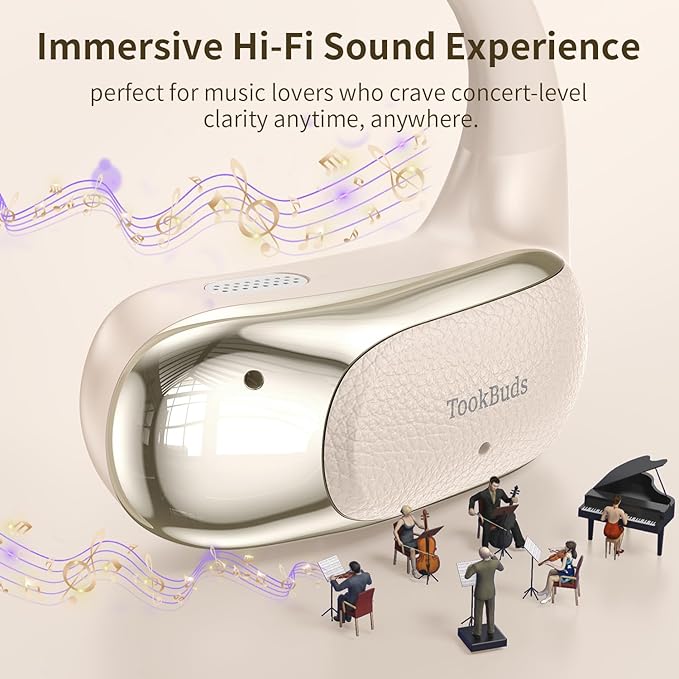 AI Translation Earbuds Real Time, 145 Language Translator Earbuds, Open-Ear Bluetooth 5.4, No Subscription, 60H, USB-C Fast Charge, Translation Headphones for Business Travel Learning (Ivory White)