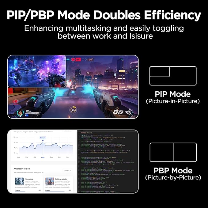 KOORUI 34-inch Curved Ultrawide WQHD 3440×1440 Gaming Monitor, 180Hz 1000R- PIP/PBP, 1ms(MPRT), HDR400, DCI-P3 95%, FreeSync Premium, 1 x DP 1.4 & 2 x HDMI 2.0, Tilt Height Swivel Adjustment, 34E6UC