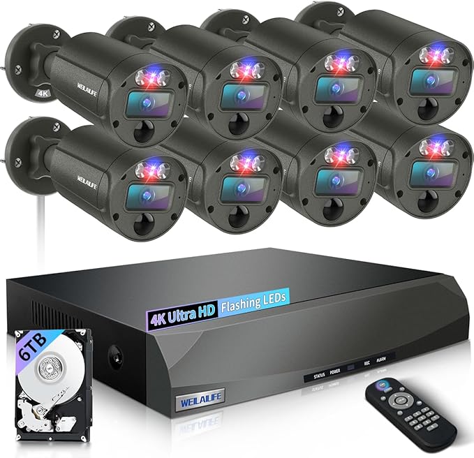 【2-Way Audio & 4K Ultra HD】 Outdoor Wired Security Camera System, Home POE Video Surveillance Cameras Systems, Surveillance DVR Kits
