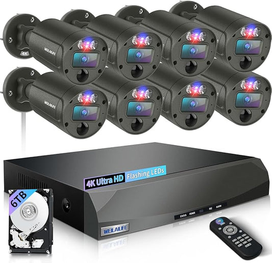 【2-Way Audio & 4K Ultra HD】 Outdoor Wired Security Camera System, Home POE Video Surveillance Cameras Systems, Surveillance DVR Kits