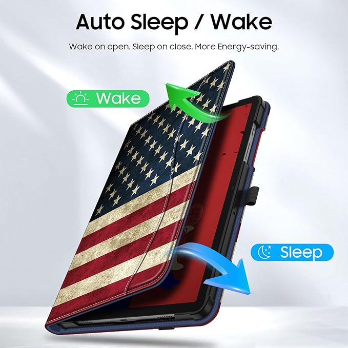Fintie Case for Samsung Galaxy Tab A9 Plus/A9+ 5G 11 Inch 2023 Model (SM-X210/X216/X218), Multi-Angle Viewing Smart Stand Back Cover with Pocket Auto Wake/Sleep, US Flag