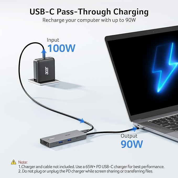 Acer USB C Docking Station Dual Monitor with 2 HDMI, 9-in-1 Laptop Docking Station with 4K@60Hz HDMI, USB A&C 3.0, SD/Micro SD, 100W PD, USB C Dock Compatible with Acer/Dell XPS/HP/Mac/Surface etc