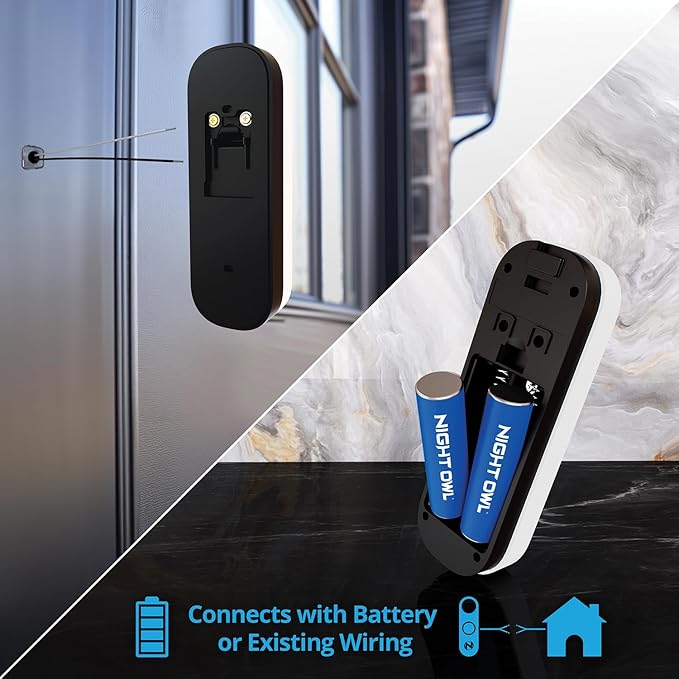 Night Owl 2K Battery Wi-Fi Smart Dual-Powered Video Doorbell - Black