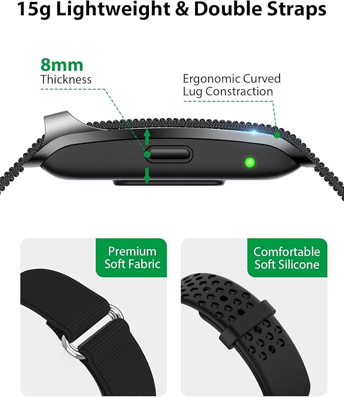 Smart Bracelet, Wearable Activity & Fitness Tracker Band, 24H Sleep Tracker, All-Day Continuous Heart Rate Blood Pressure Stress HRV Monitor, 173 Sport Modes Smart Wristband with 2 Bands, Free APP
